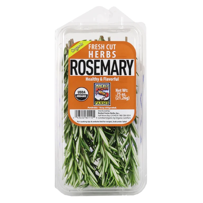 Rosemary cut herb package on white