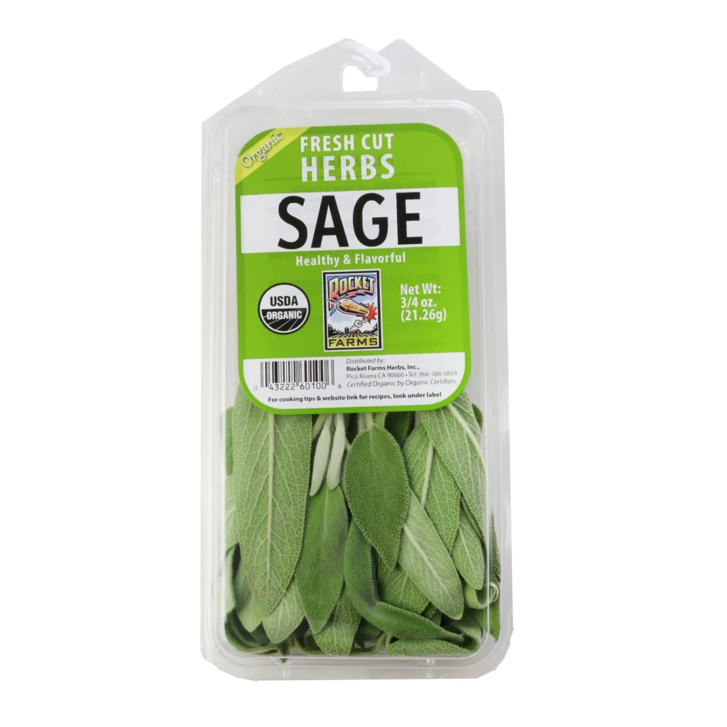 Sage cut herb package on white