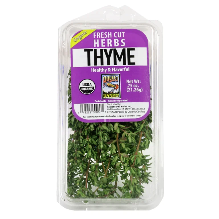 Thyme cut herb package on white